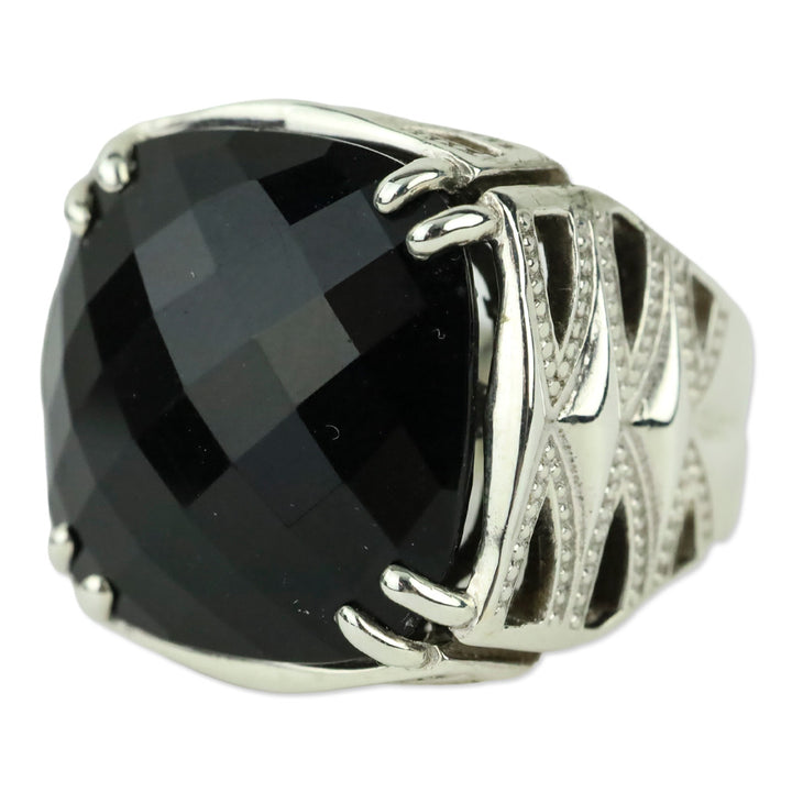 Tacori Sterling Silver and 18K Gold Cushion Onyx Ring