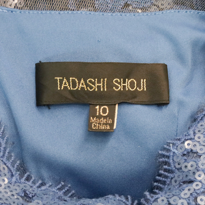 Tadashi Shoji Blue Illusion Embroidered Sequin Lace Cap Sleeve Dress