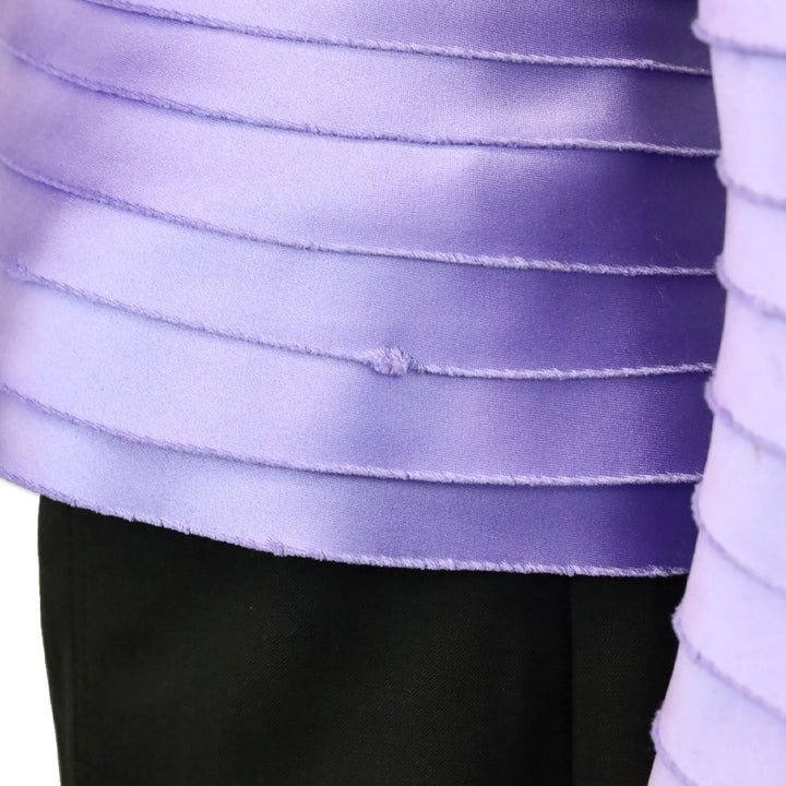 Tadashi Shoji Purple Satin Tiered Shutter Pleated Front Zip Jacket