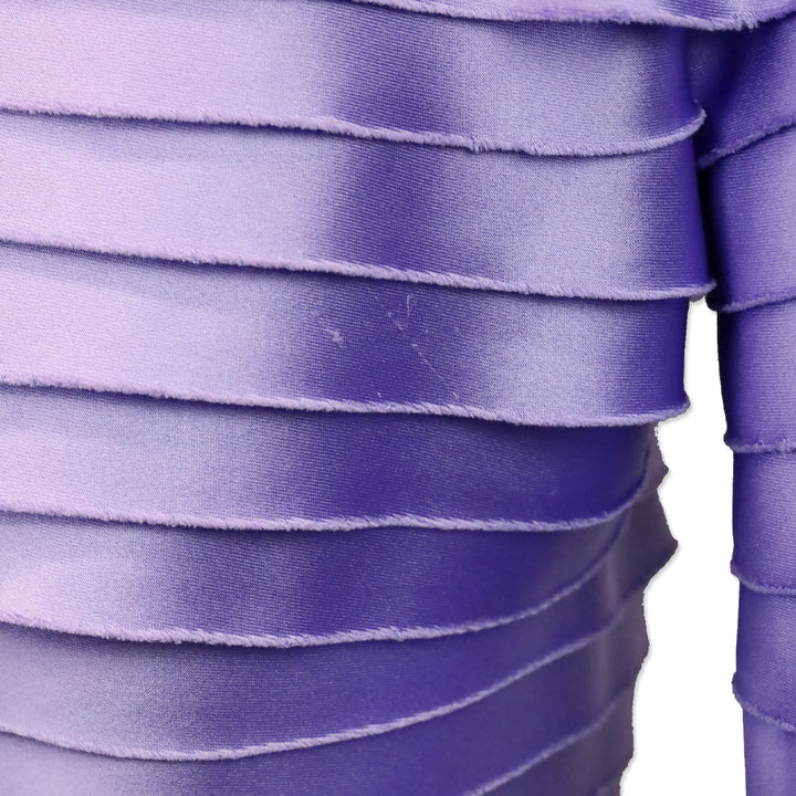 Tadashi Shoji Purple Satin Tiered Shutter Pleated Front Zip Jacket
