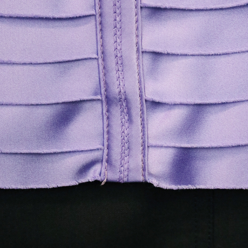 Tadashi Shoji Purple Satin Tiered Shutter Pleated Front Zip Jacket