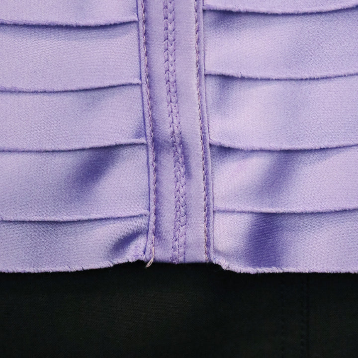 Tadashi Shoji Purple Satin Tiered Shutter Pleated Front Zip Jacket