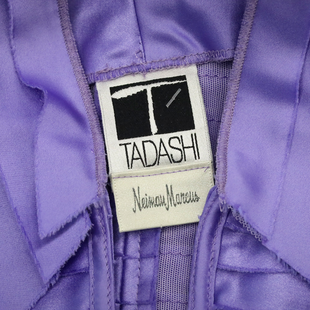 Tadashi Shoji Purple Satin Tiered Shutter Pleated Front Zip Jacket