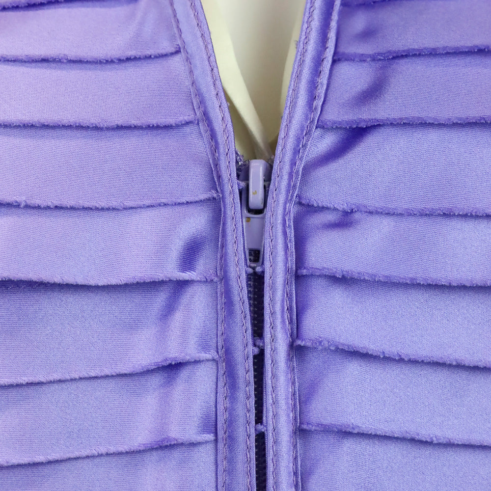 Tadashi Shoji Purple Satin Tiered Shutter Pleated Front Zip Jacket