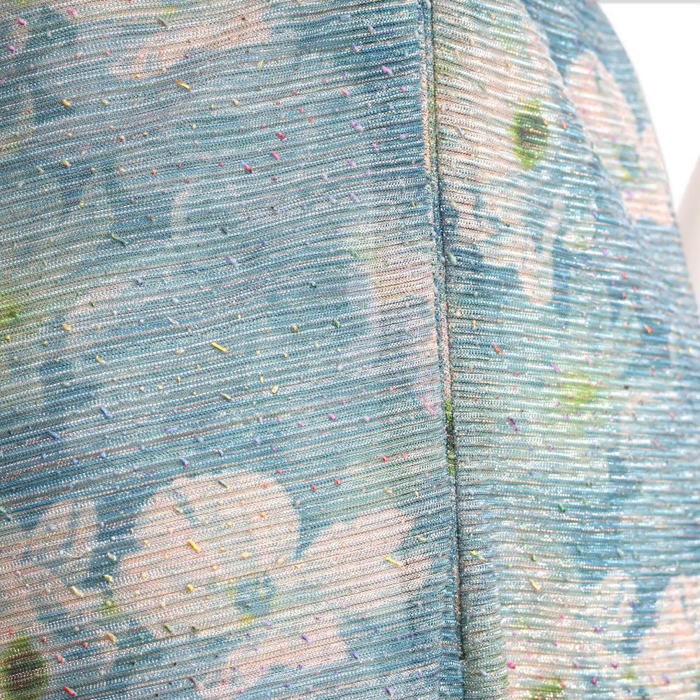Talbot Runhof Iridescent Poppy-Print Draped Voile Sleeveless Dress