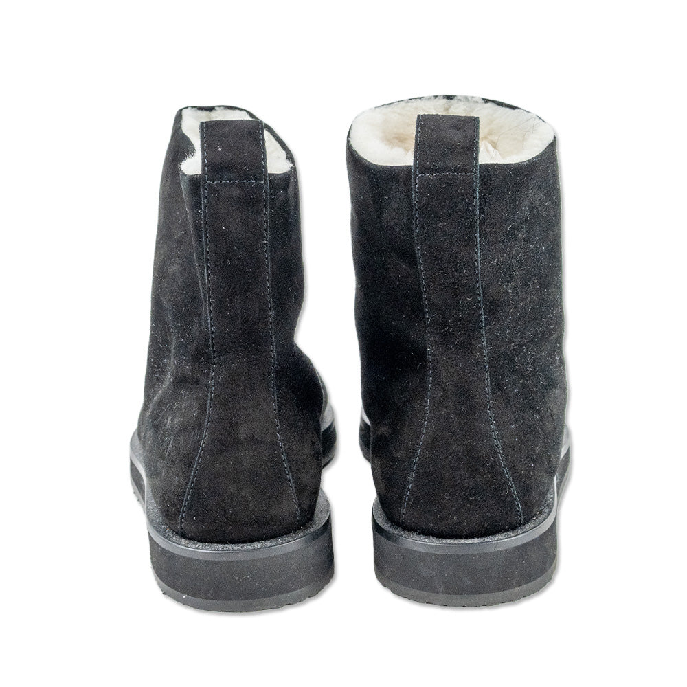 Tamara Mellon Black Suede Shearling-Lined Ankle Boots