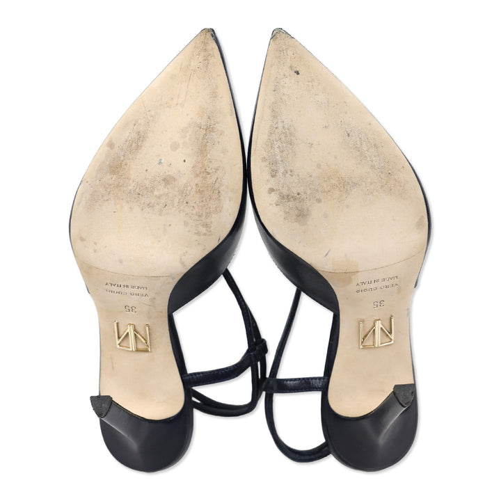 Tamara Mellon Navy Leather Slingback Pump