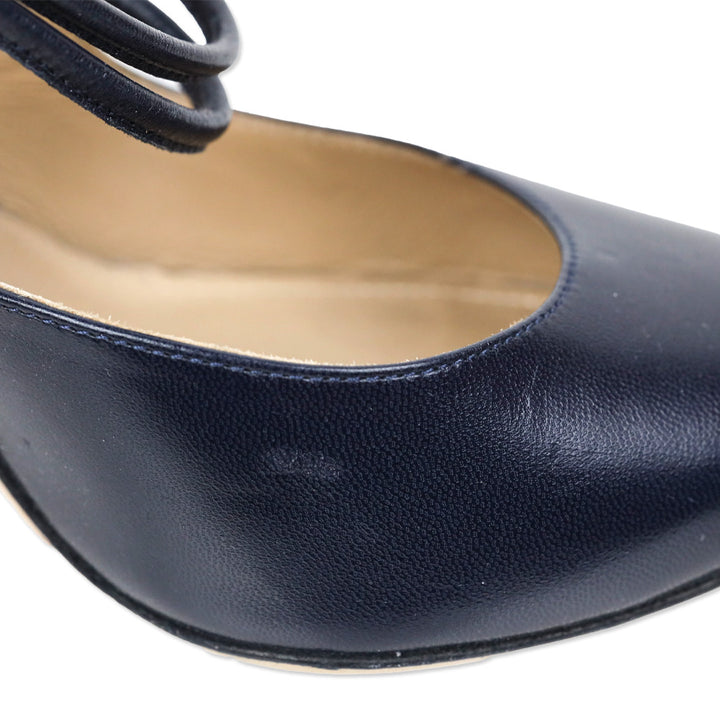 Tamara Mellon Navy Leather Slingback Pump