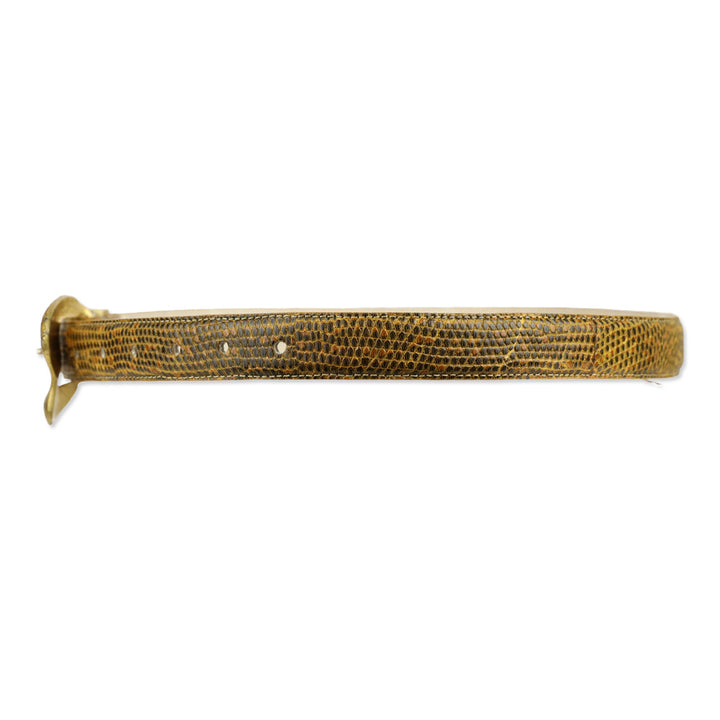 Tan Lizard Skin Gold Buckle Belt