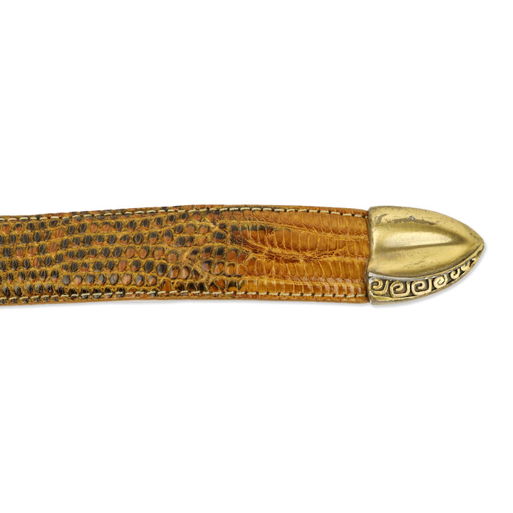 Tan Lizard Skin Gold Buckle Belt