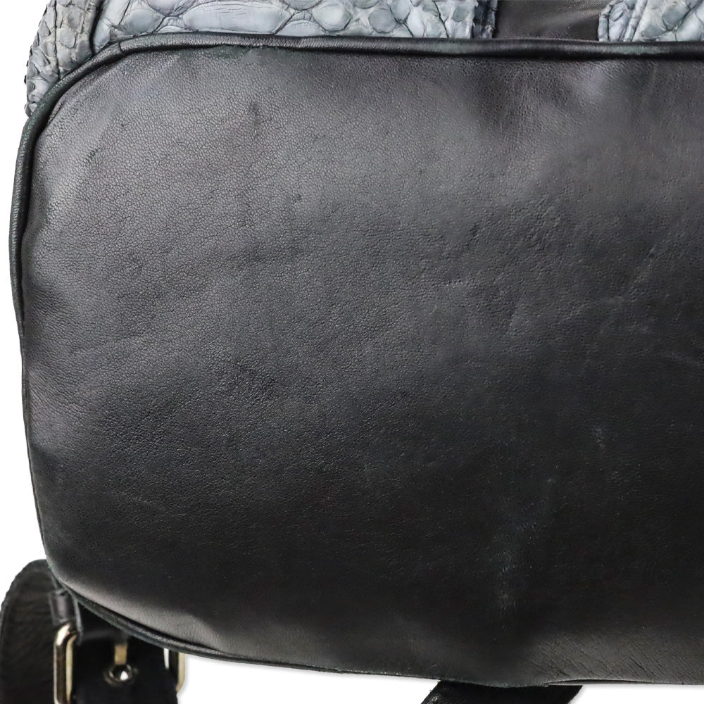 Tarryn Simone Black Smooth/Python Leather Drawstring Backpack