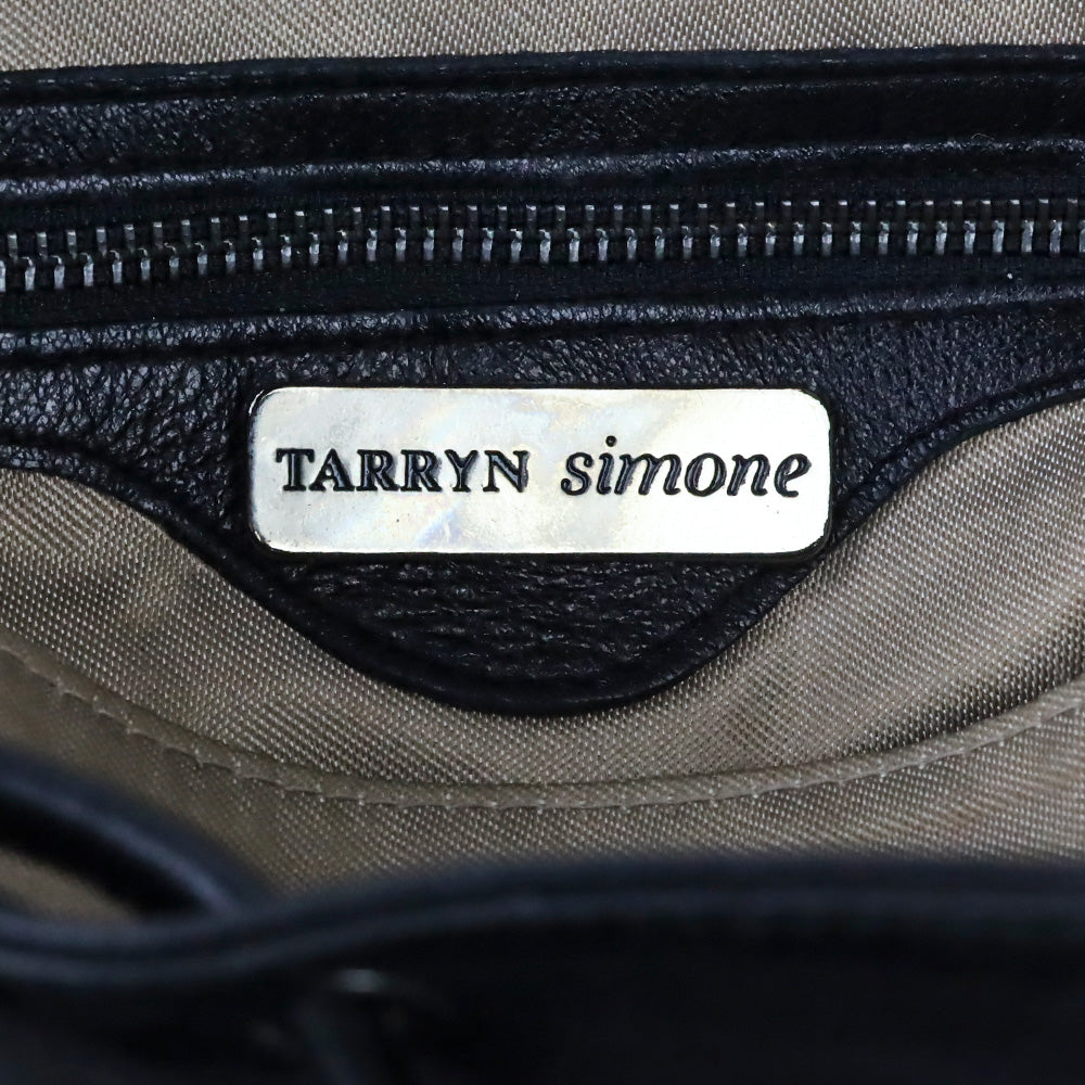 Tarryn Simone Black Smooth/Python Leather Drawstring Backpack