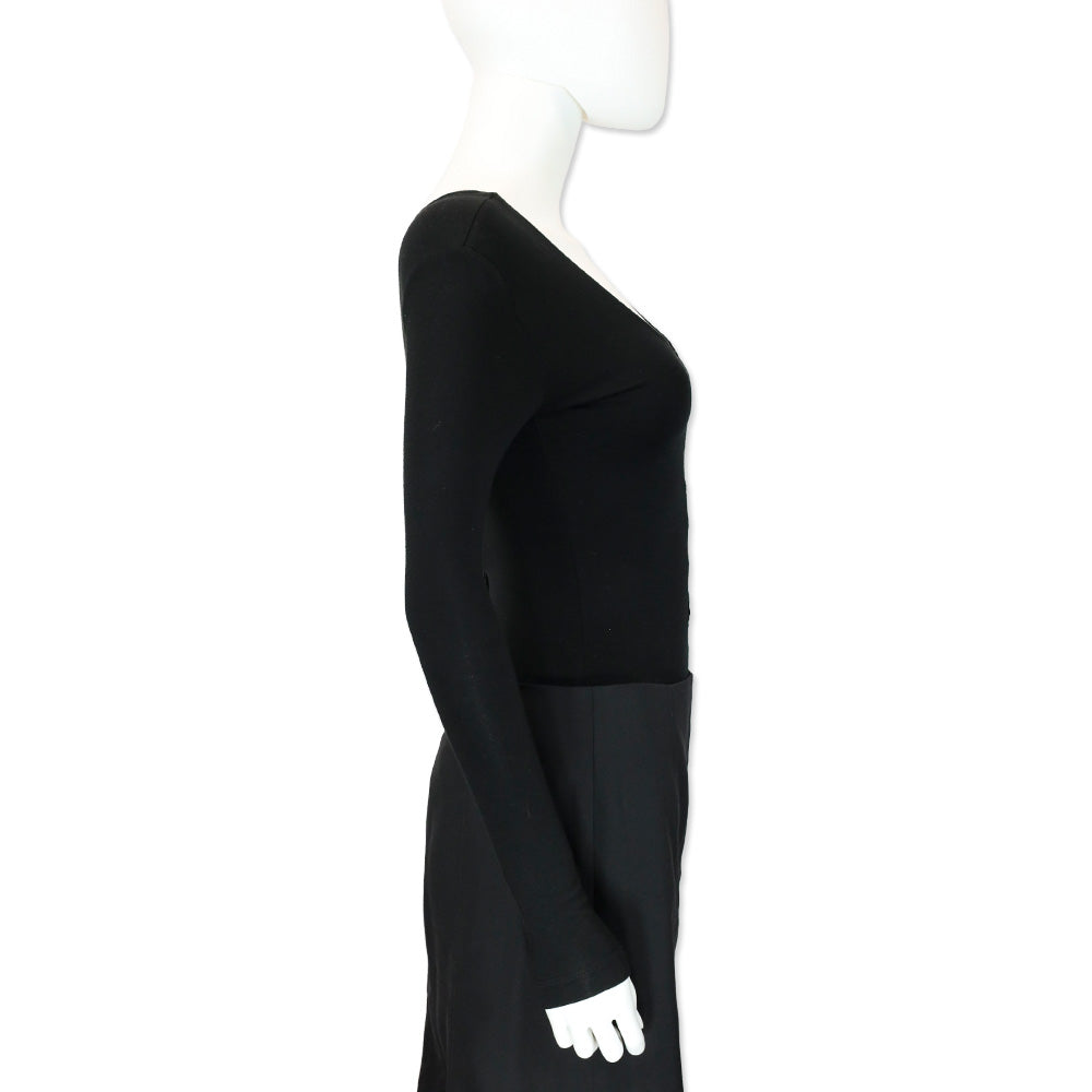 T by Alexander Wang Black Lace-Up Long Sleeve Bodysuit