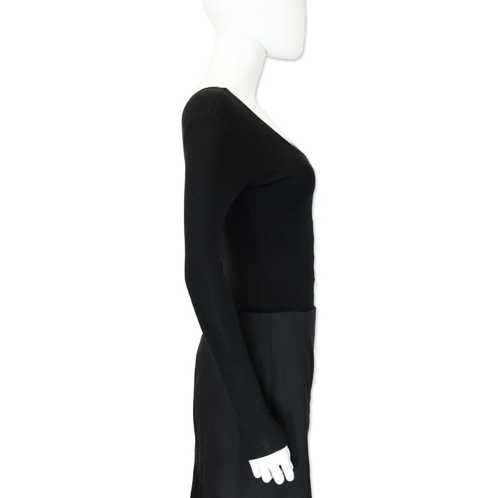 T by Alexander Wang Black Lace-Up Long Sleeve Bodysuit