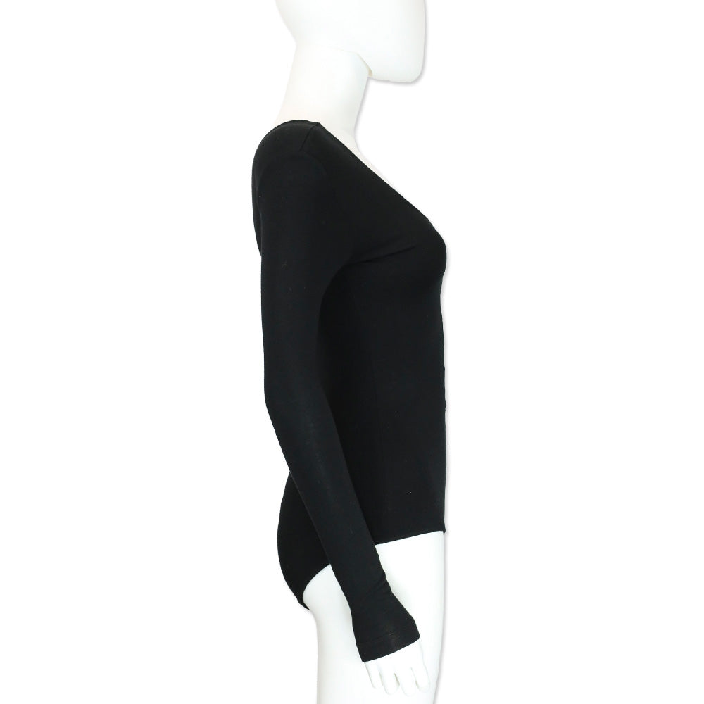 T by Alexander Wang Black Lace-Up Long Sleeve Bodysuit