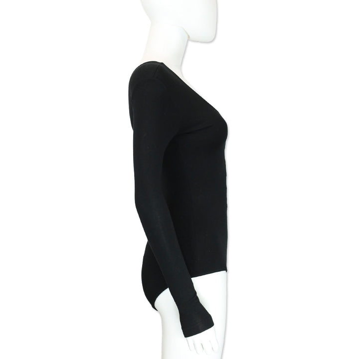 T by Alexander Wang Black Lace-Up Long Sleeve Bodysuit