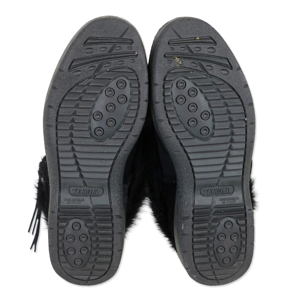 Tecnica Skandia Black Cowhide Boots with Goat Fur Trim