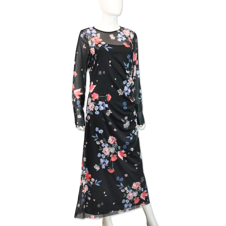 Ted Baker Black Floral Mesh Printed Column Dress