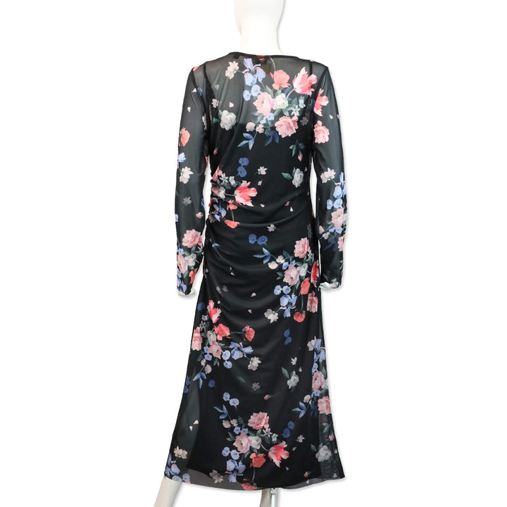 Ted Baker Black Floral Mesh Printed Column Dress