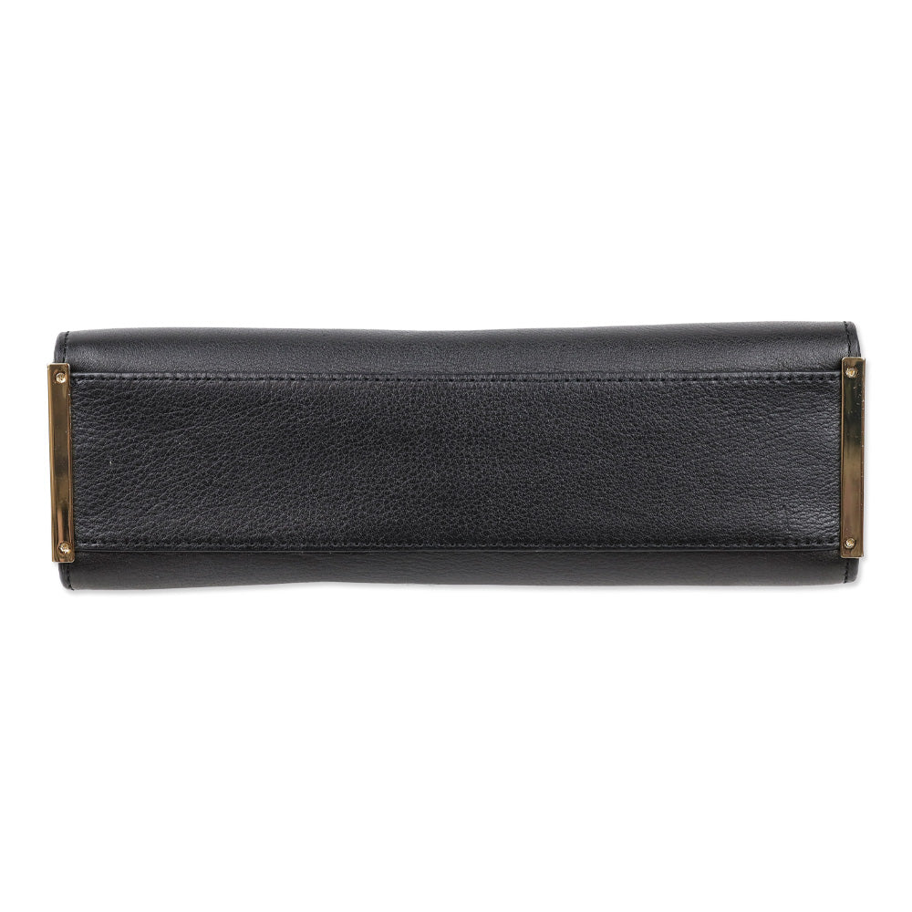 Ted Baker Black Leather Flap Crossbody Bag with Micro Bow Accents
