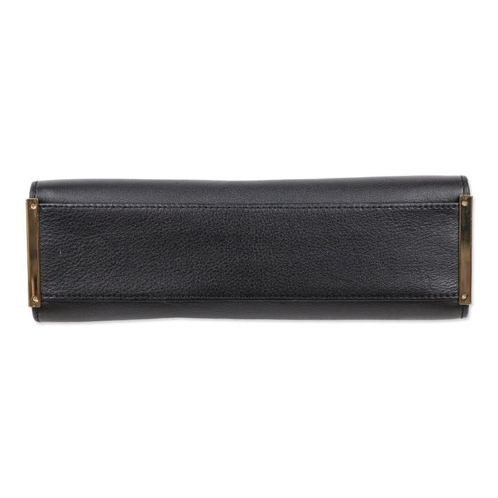 Ted Baker Black Leather Flap Crossbody Bag with Micro Bow Accents