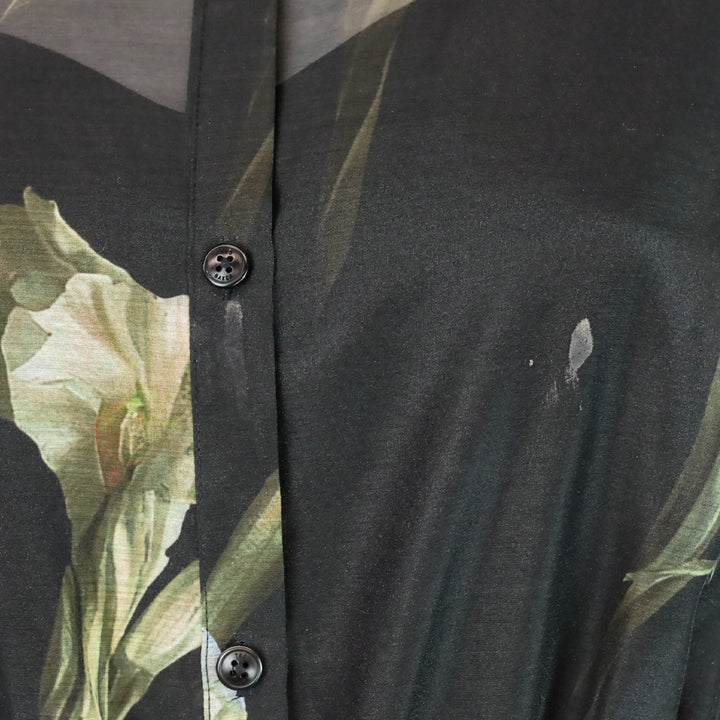 Ted Baker Liorral Black Floral Printed Organza Belted Maxi Shirt Dress