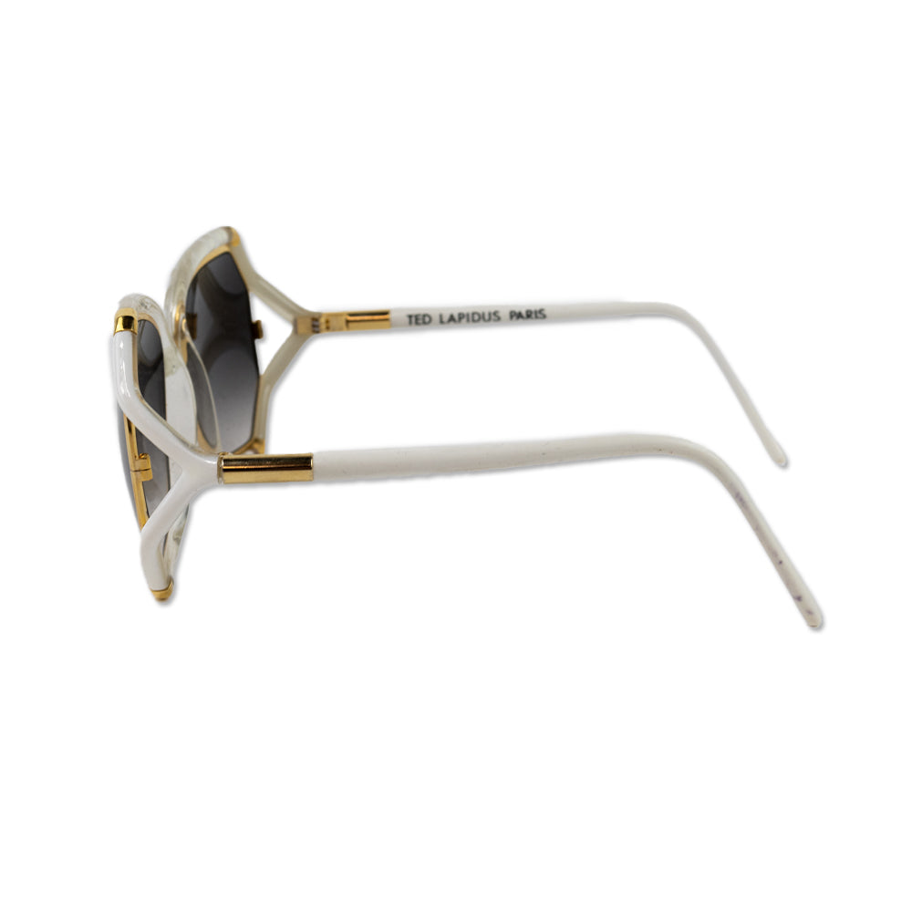 Ted Lapidus Vintage 1970's White Marble Printed Oversized Frames with Gold Accents