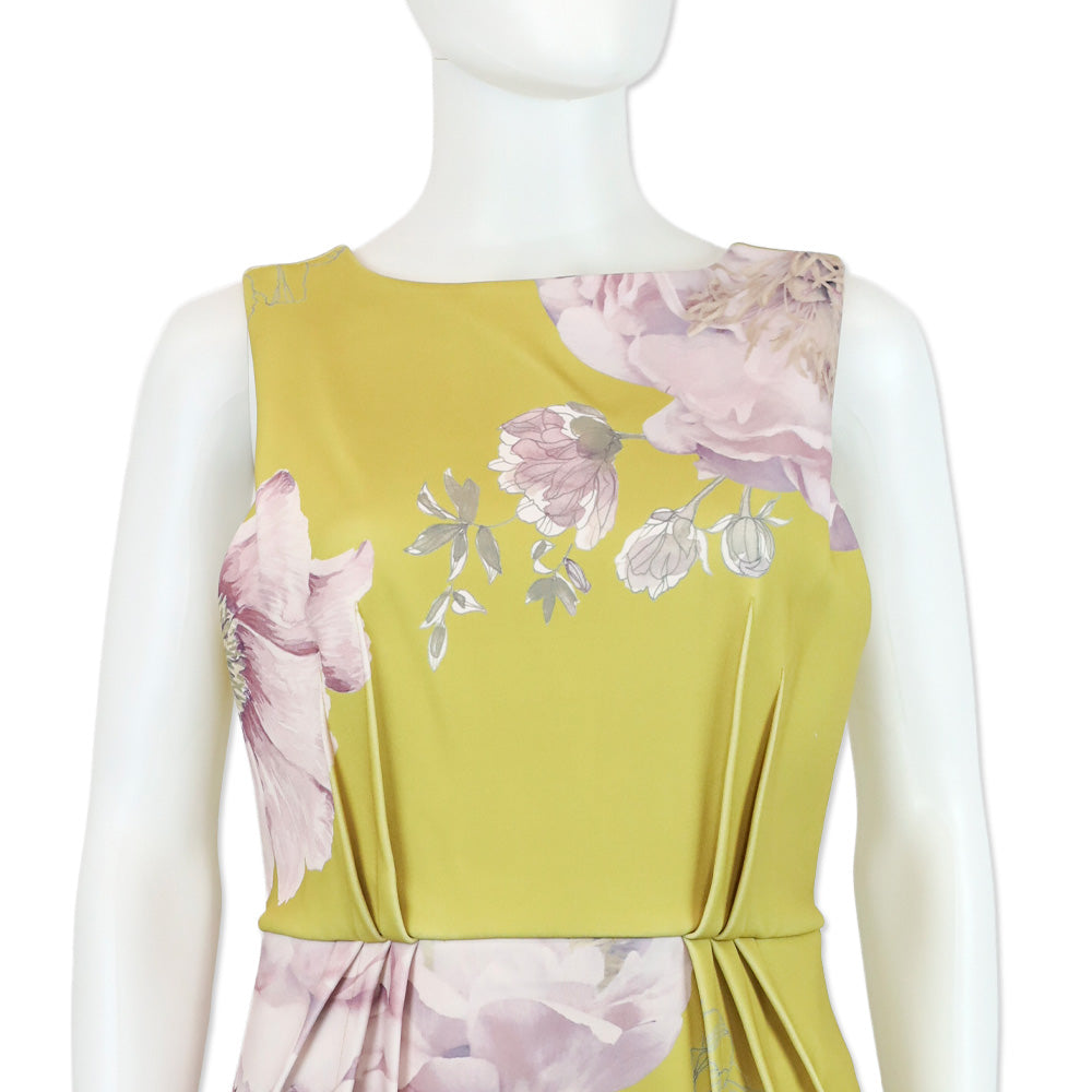 Ted Baker Zophiaz Yellow Tulip Pleated Skirt Dress