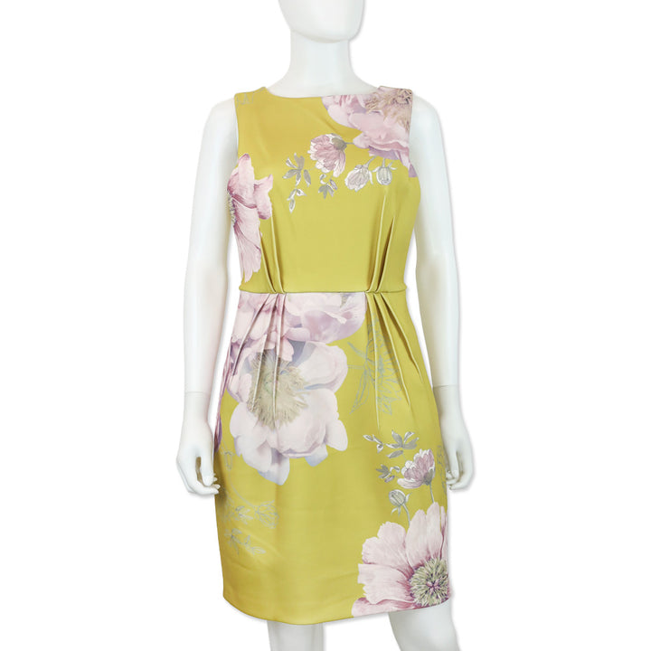 Ted Baker Zophiaz Yellow Tulip Pleated Skirt Dress