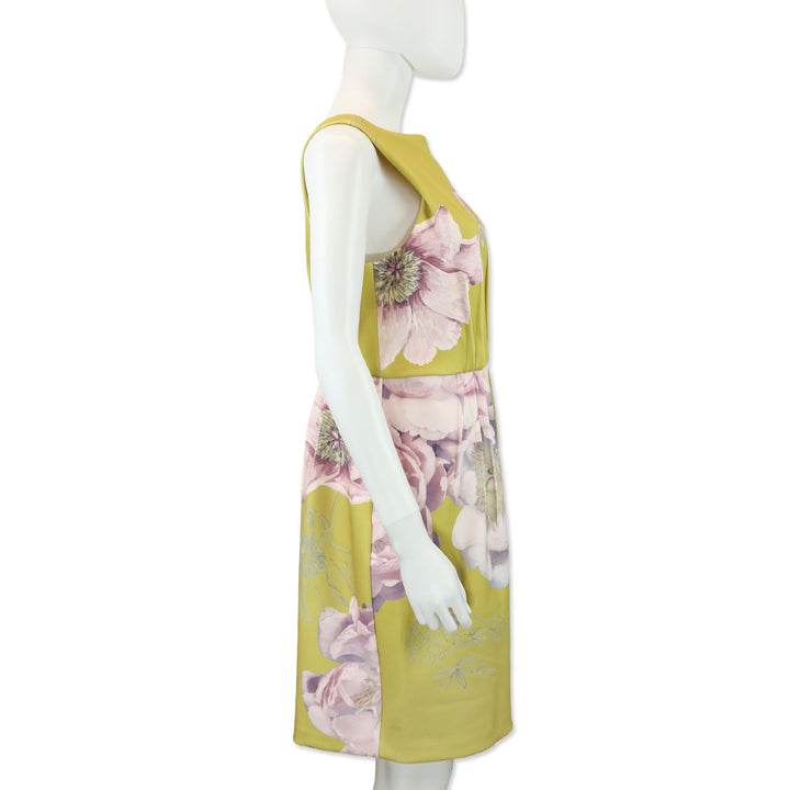Ted Baker Zophiaz Yellow Tulip Pleated Skirt Dress