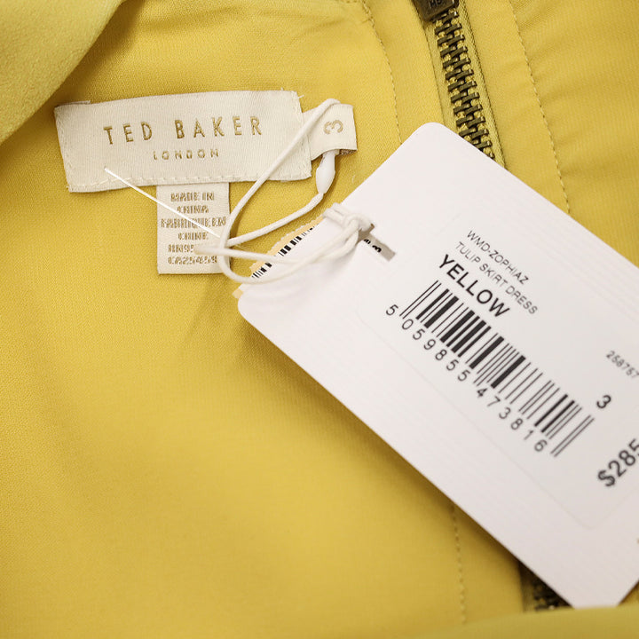 Ted Baker Zophiaz Yellow Tulip Pleated Skirt Dress