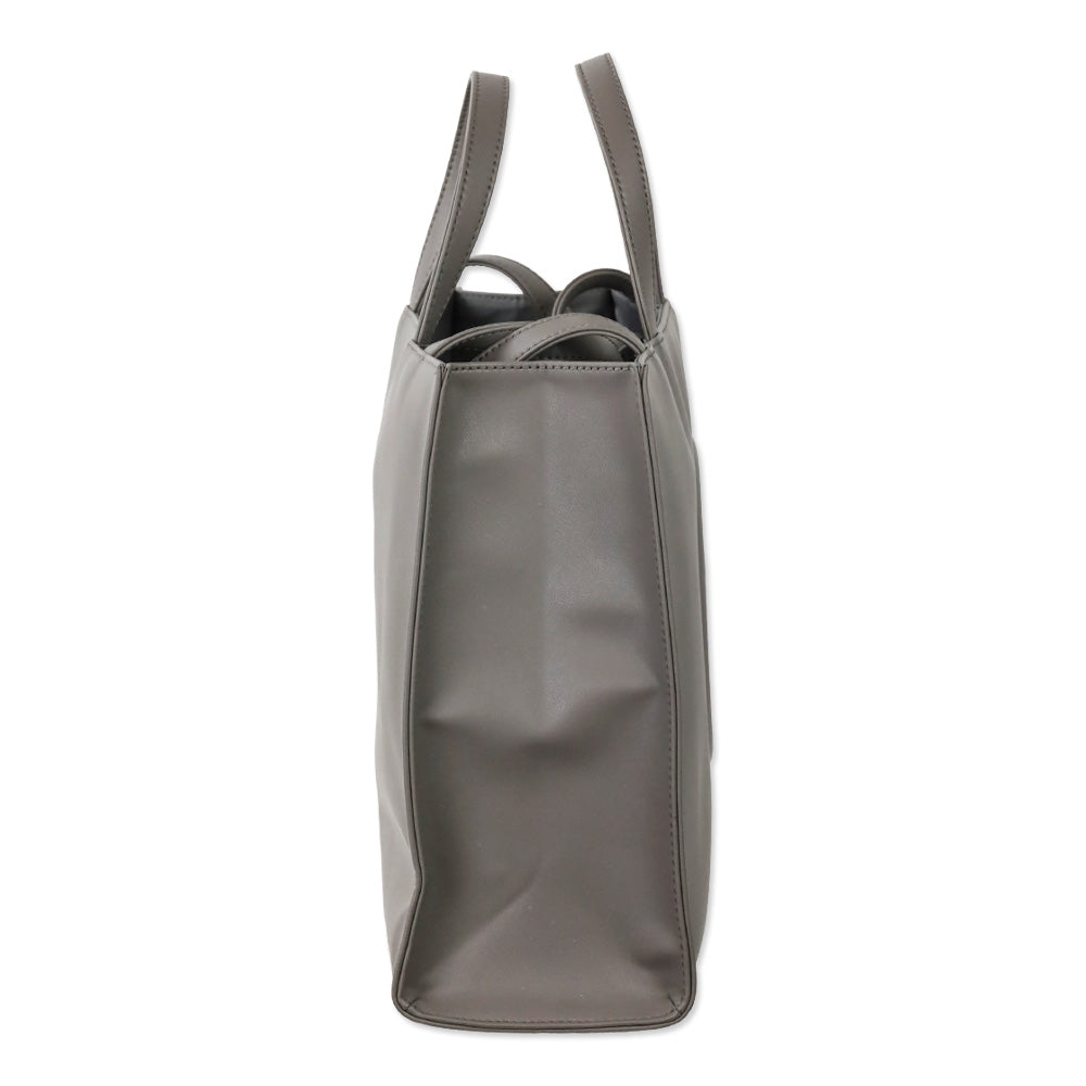 Telfar Gray Leather Medium Shopping Tote Bag