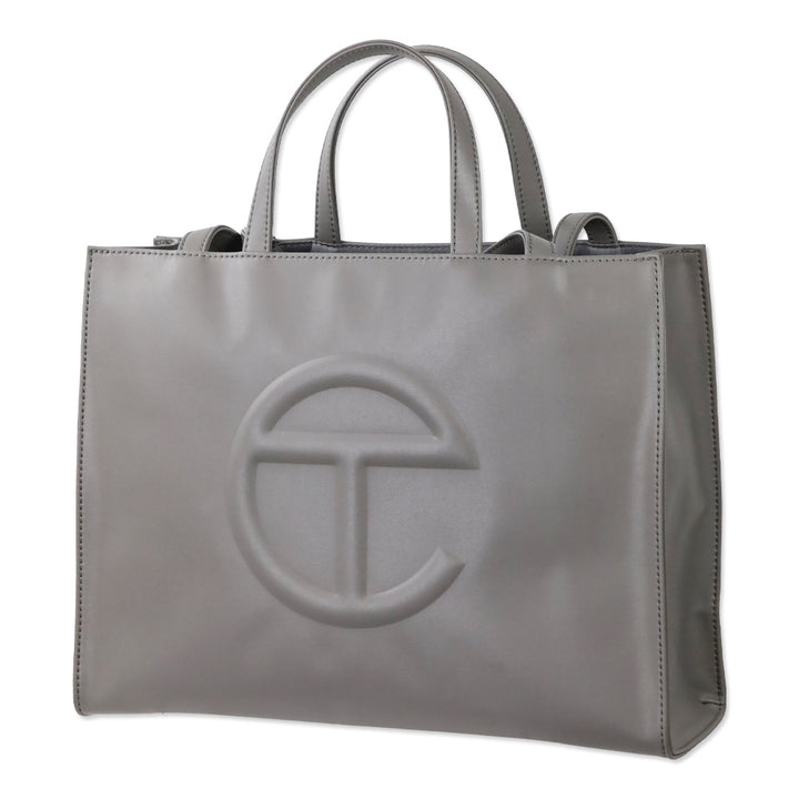 Telfar Gray Leather Medium Shopping Tote Bag