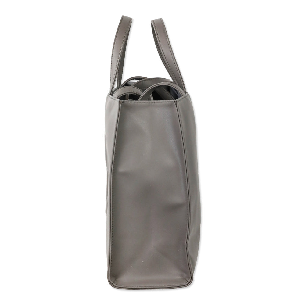 Telfar Gray Leather Medium Shopping Tote Bag