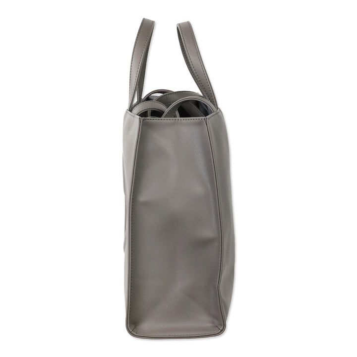 Telfar Gray Leather Medium Shopping Tote Bag