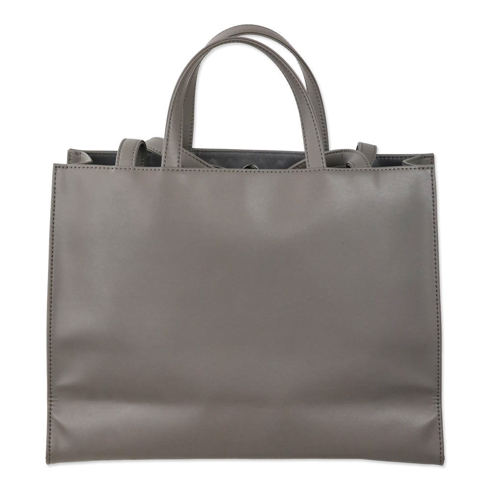 Telfar Gray Leather Medium Shopping Tote Bag
