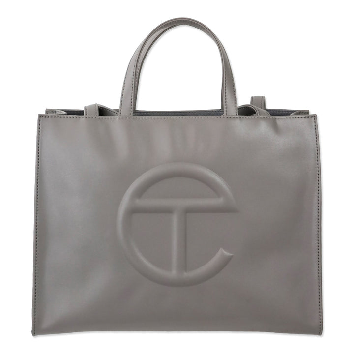 Telfar Gray Leather Medium Shopping Tote Bag