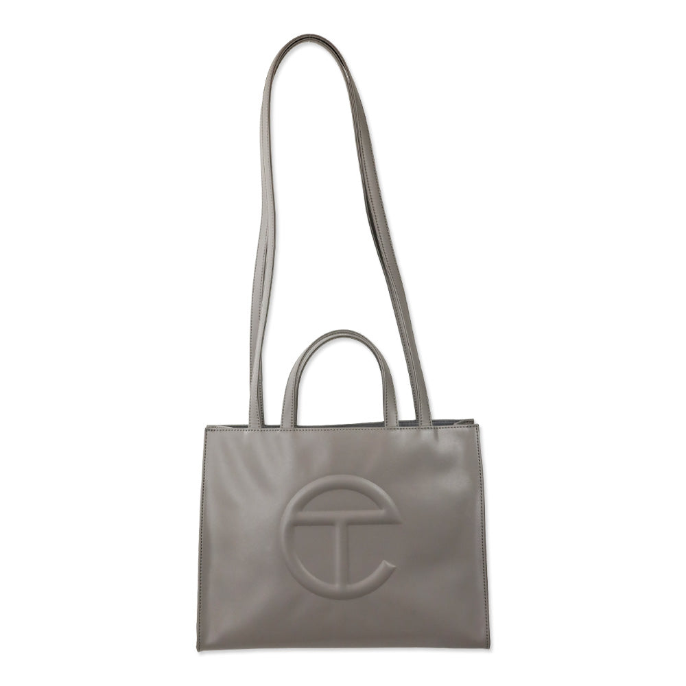 Telfar Gray Leather Medium Shopping Tote Bag