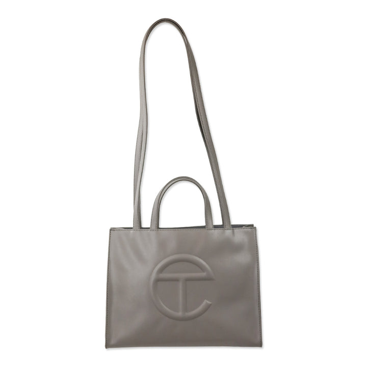 Telfar Gray Leather Medium Shopping Tote Bag