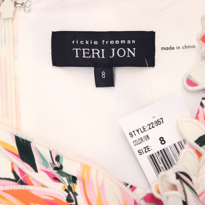 Teri Jon by Rickie Freeman Scuba White Floral Print Dress