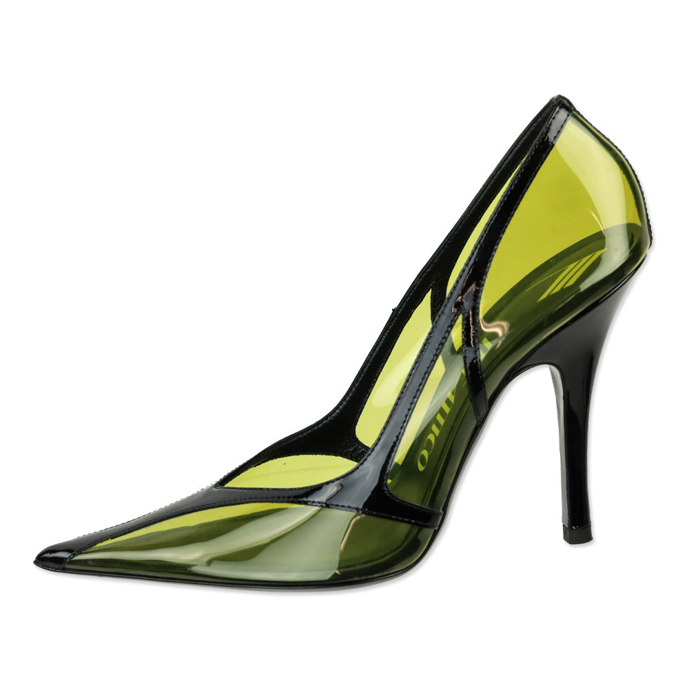 The Attico Black/Mustard Venus Chrome 105mm Pump