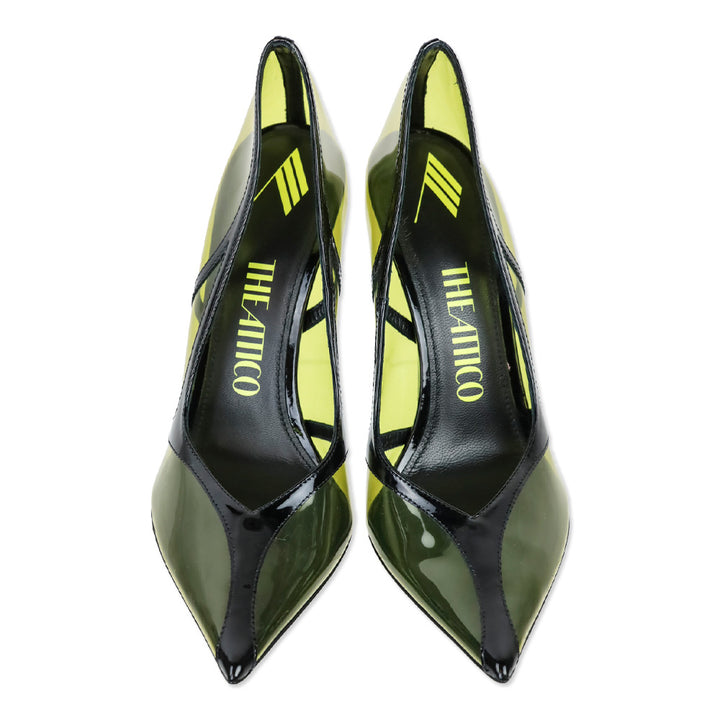 The Attico Black/Mustard Venus Chrome 105mm Pump