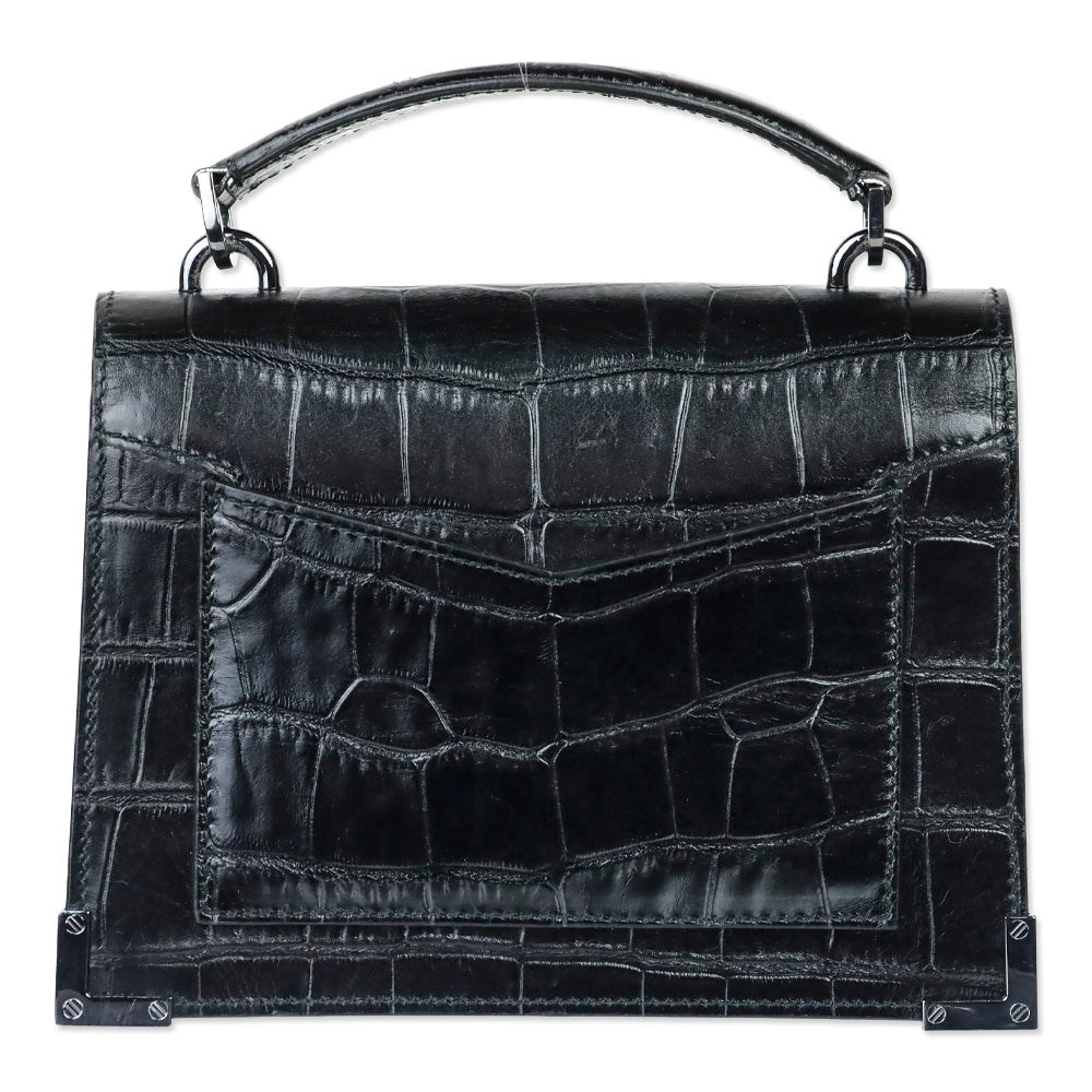 The Kooples Black Croc Embossed Leather Medium Emily Crossbody Bag