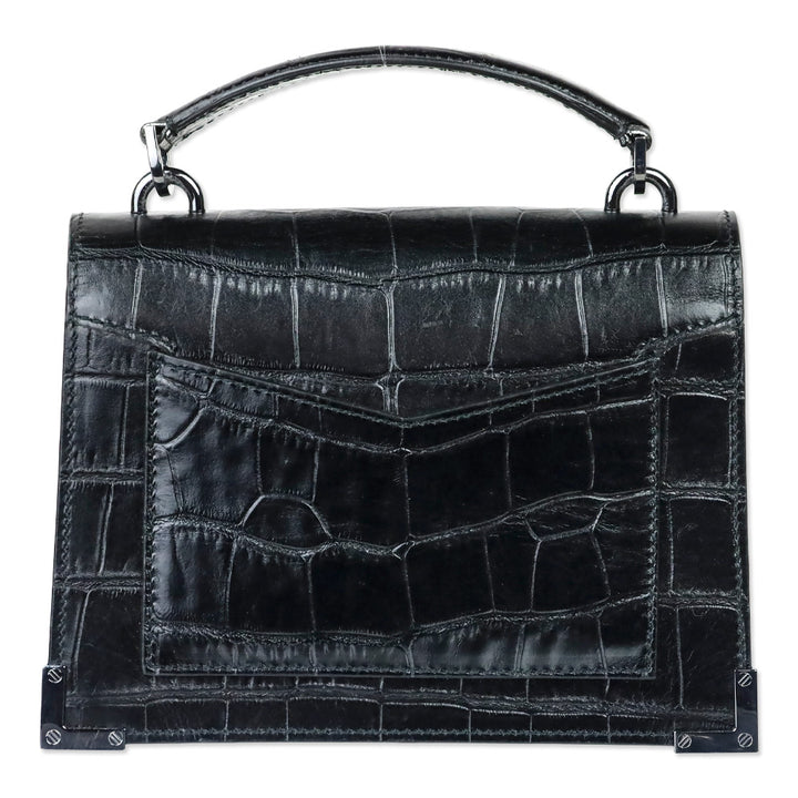 The Kooples Black Croc Embossed Leather Medium Emily Crossbody Bag