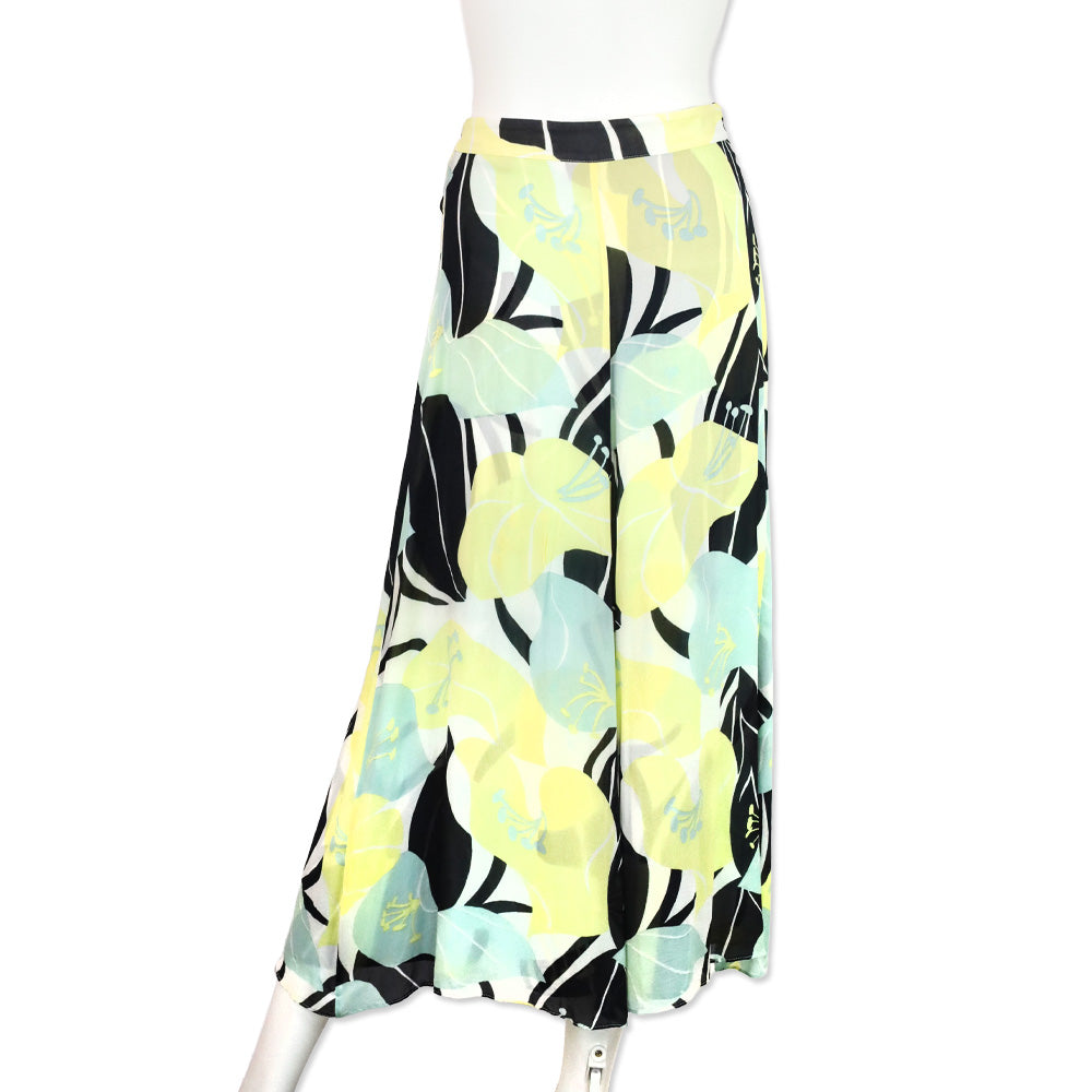 The Kooples Green Multi Floral Wrap Midi Skirt