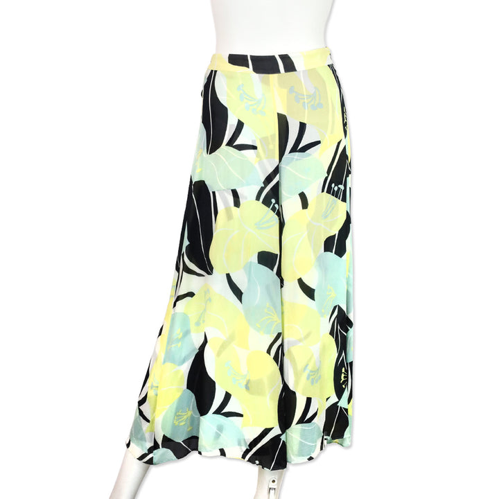 The Kooples Green Multi Floral Wrap Midi Skirt