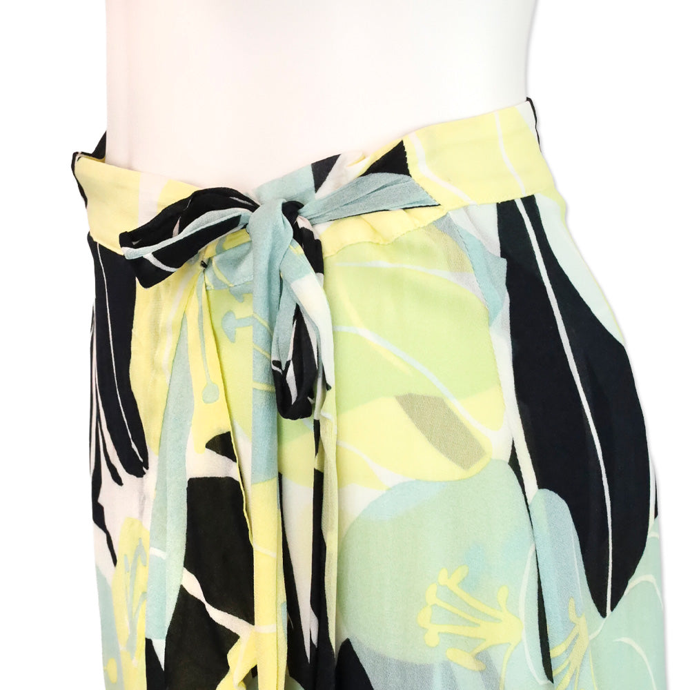 The Kooples Green Multi Floral Wrap Midi Skirt