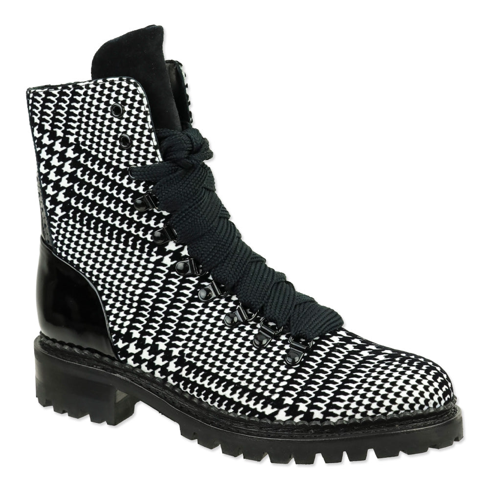 The Office of Angela Scott Black/White Houndstooth Mr. Carter in Glenn Combat Boot