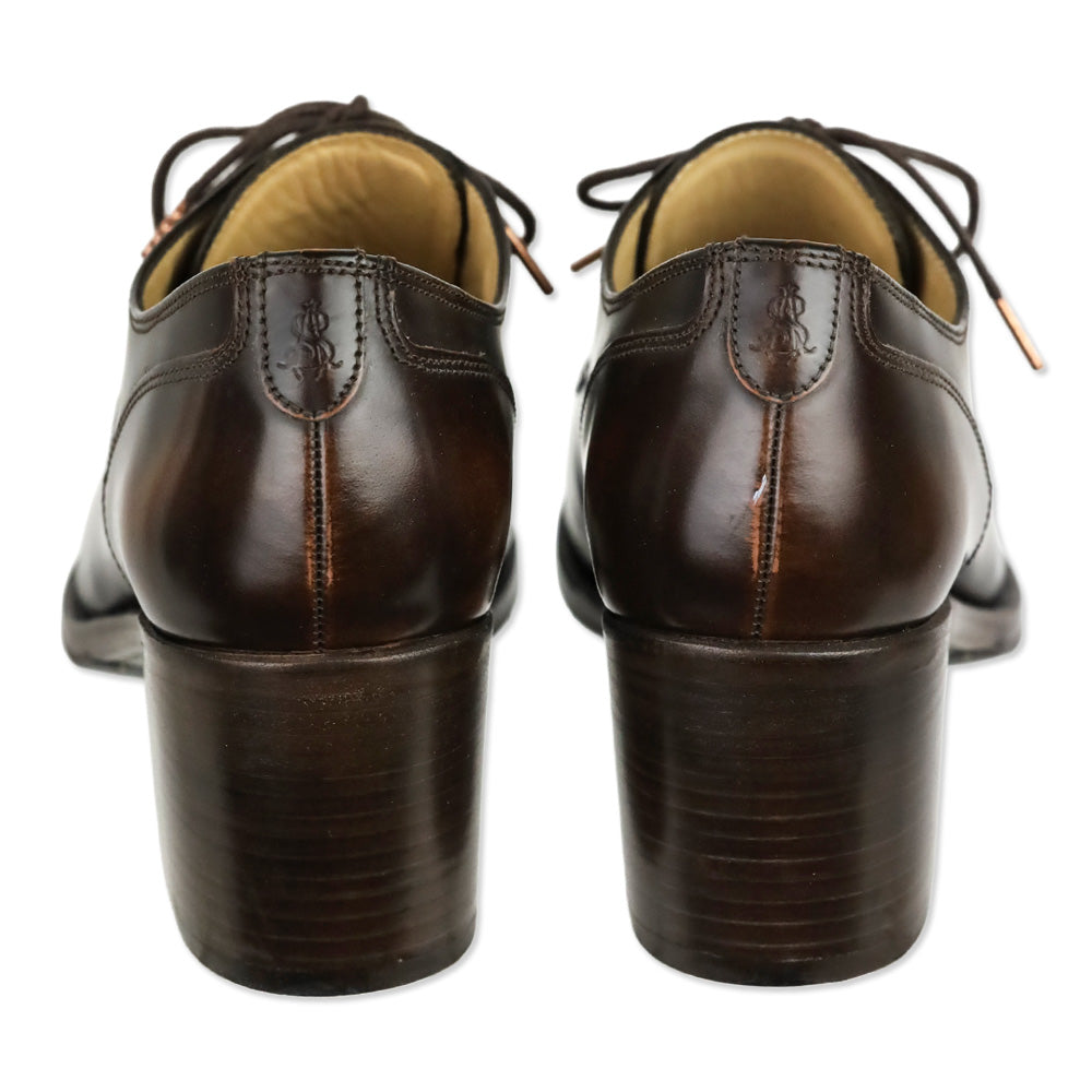 The Office of Angela Scott Brown Leather Miss Button Midheel Derby