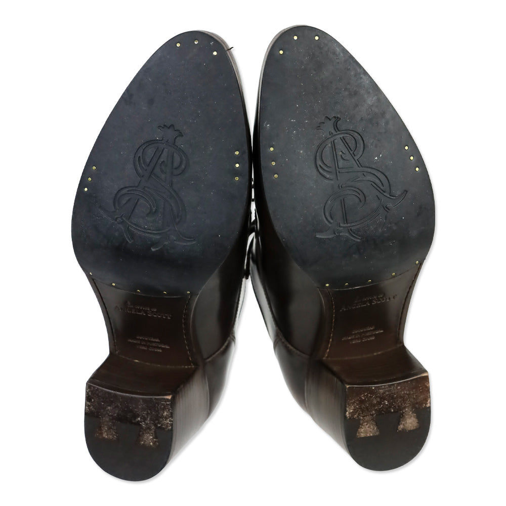 The Office of Angela Scott Brown Leather Miss Button Midheel Derby